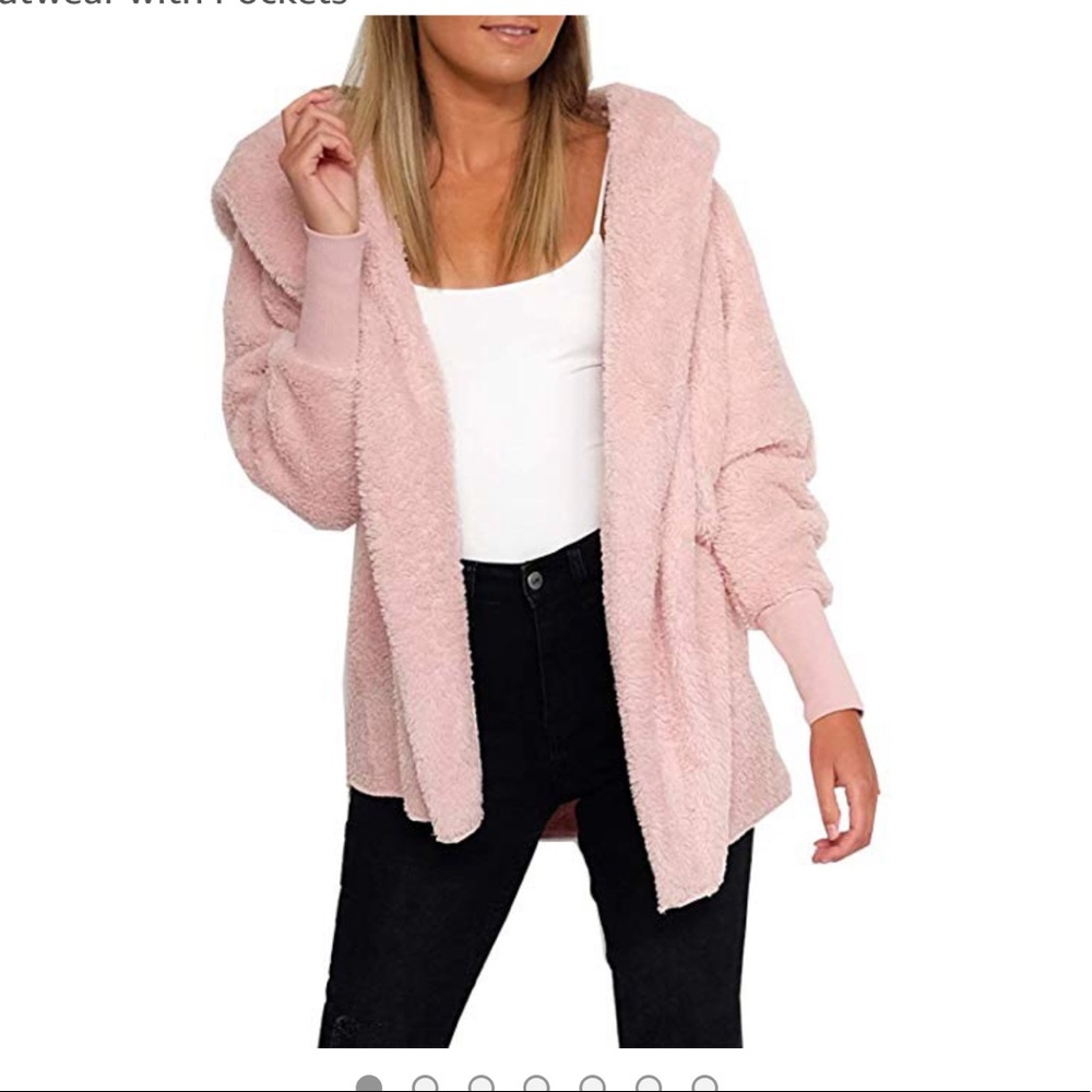 Never worn pink fuzzy sherpa jacket